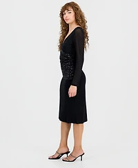 Connected Women's Sequin-Panel Jersey Sheath Dress