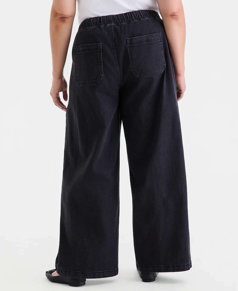 Style & Co Plus Pull-On Utility Wide-Leg Jeans, Macy's Exclusive