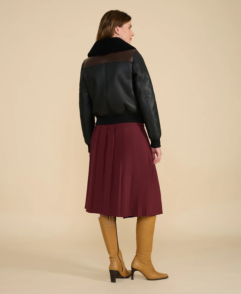 Furniq Uk Women's Shearling Bomber Jacket