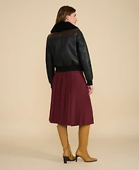 Furniq Uk Women's Shearling Bomber Jacket