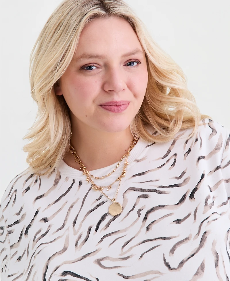 Style & Co Plus Zebra Brush Crewneck Sweatshirt, Macy's Exclusive