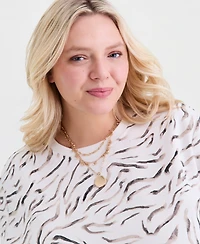 Style & Co Plus Zebra Brush Crewneck Sweatshirt, Macy's Exclusive