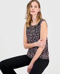 Kasper Women's Printed Keyhole Sleeveless Top