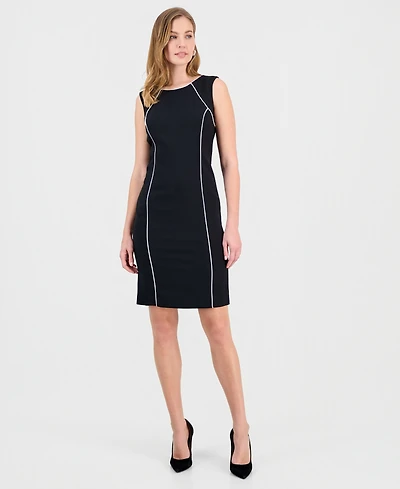 Kasper Women's Stretch-Crepe Contrast-Piping Sheath Dress
