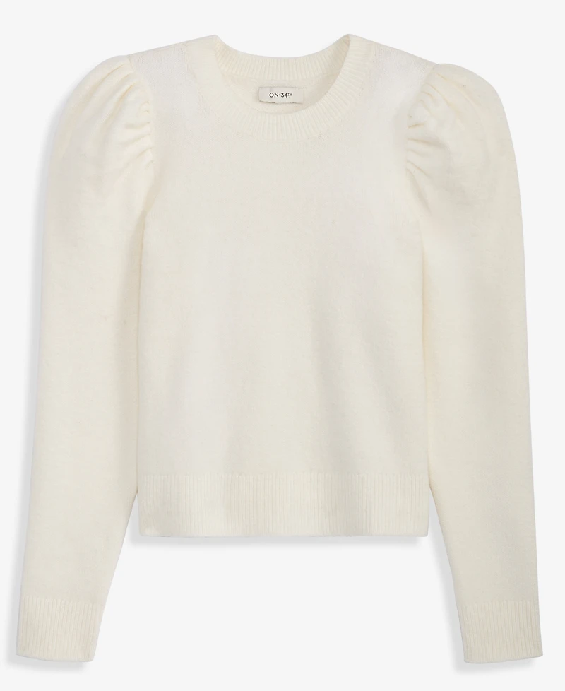 On 34th Women's Puff-Sleeve Crewneck Sweater, Macy's Exclusive