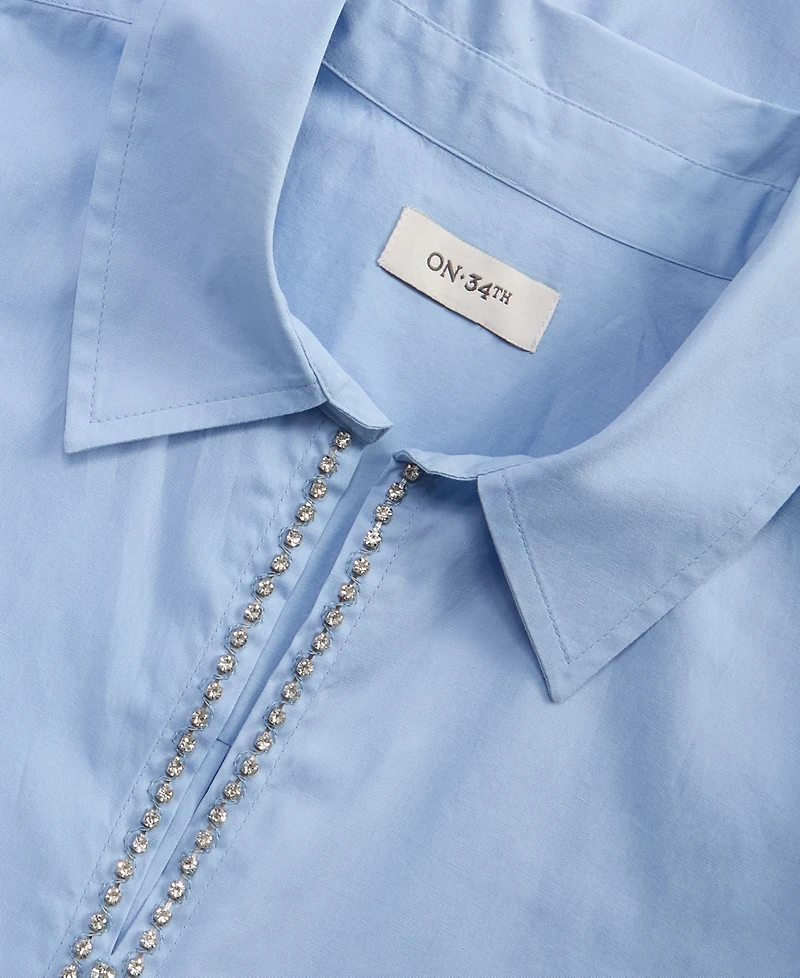 On 34th Women's Solid Embellished Popover Top, Macy's Exclusive