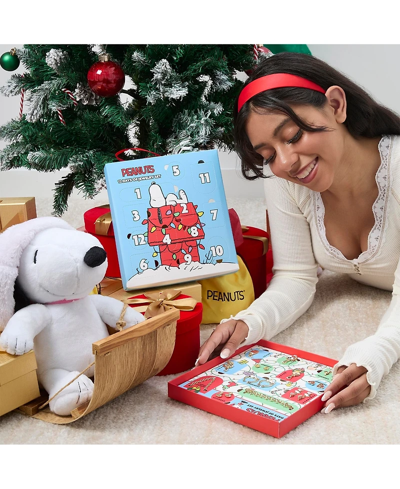 Peanuts Snoopy Jewelry Advent Gift Set: Necklace, Bracelet & Charms Mix & Match Christmas Calendar Box Collection