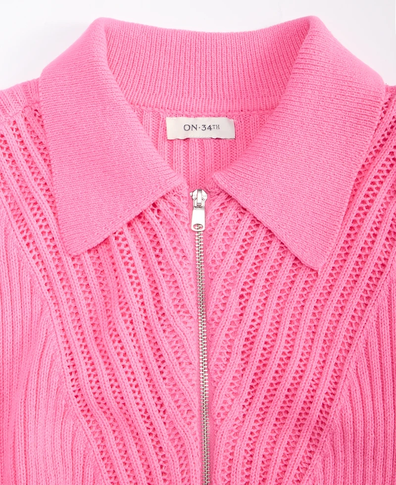 On 34th Women's Pointelle Zip Cardigan Sweater, Macy's Exclusive