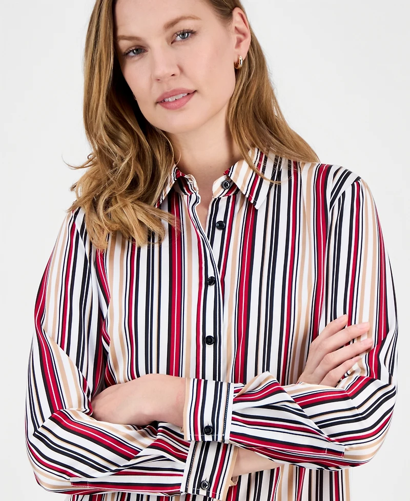 Kasper Petite Striped Button-Down Shirt
