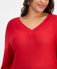 I.n.c. International Concepts Plus Size V-Neck Dolman-Sleeve Sweater, Macy's Exclusive