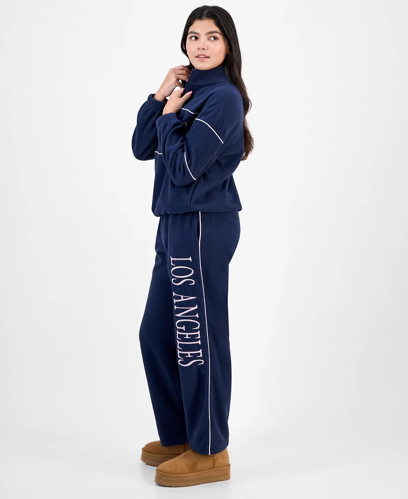 Rebellious One Juniors' Los Angeles Polar Fleece Sweatpants