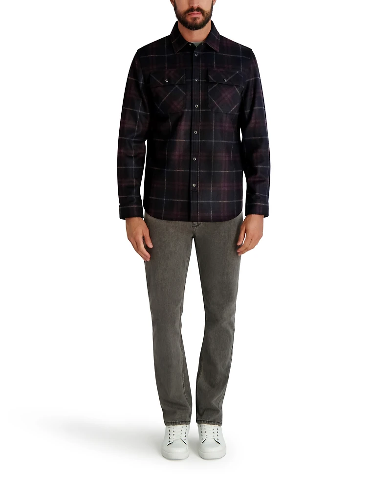 Karl Lagerfeld Paris Men's Plaid Pattern Shirt Jacket