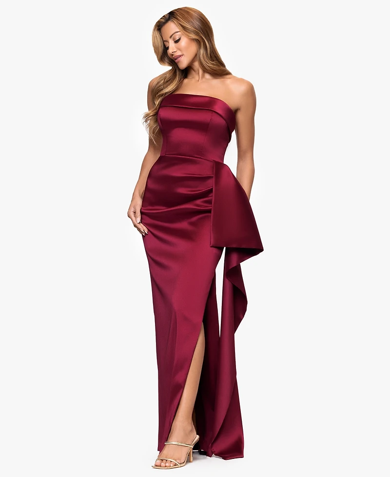 Xscape Women's Strapless Ruffle Long Dress