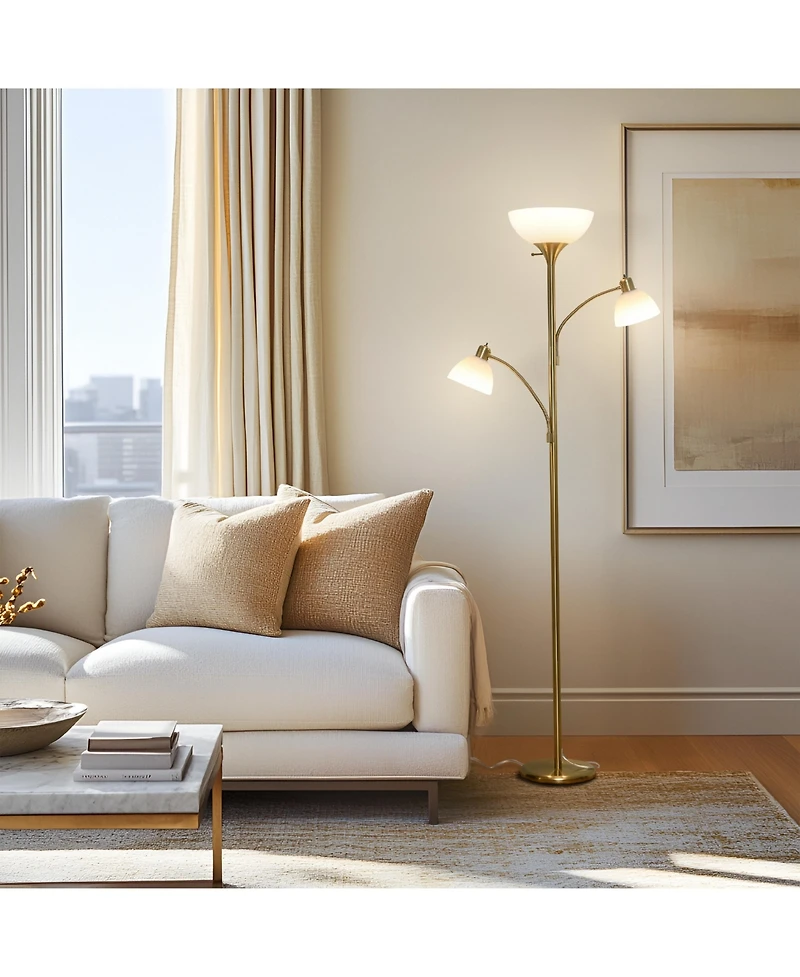 Sky Dome Double 72" Led Torchiere Floor Lamp with Adjustable Arms