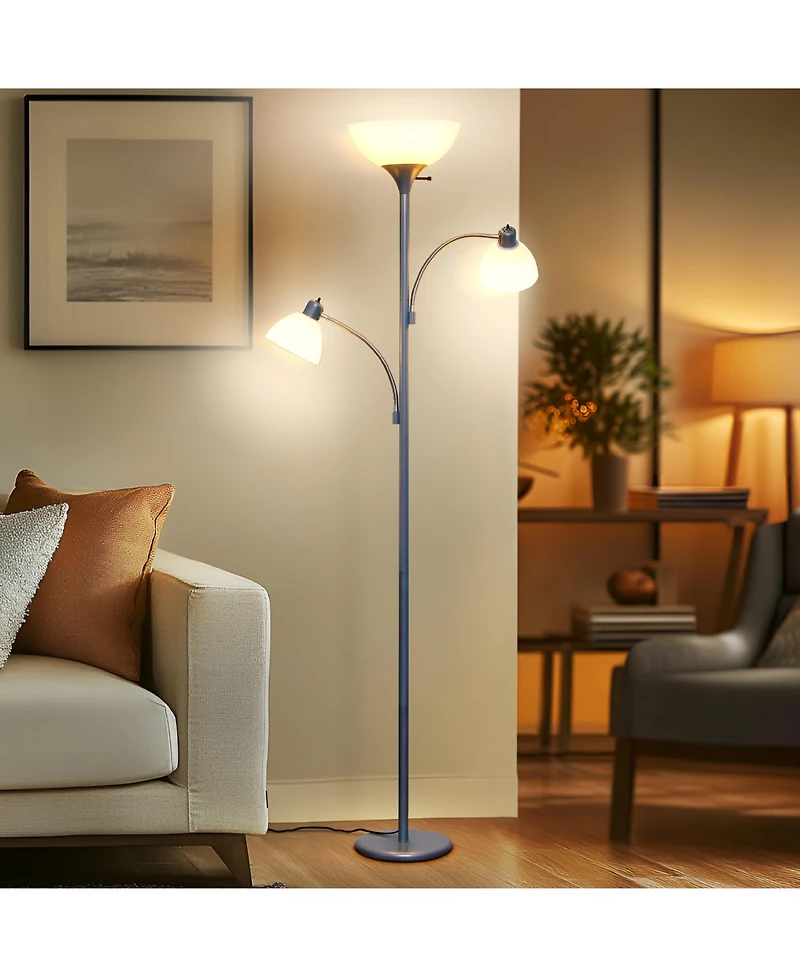 Sky Dome Double 72" Led Torchiere Floor Lamp with Adjustable Arms