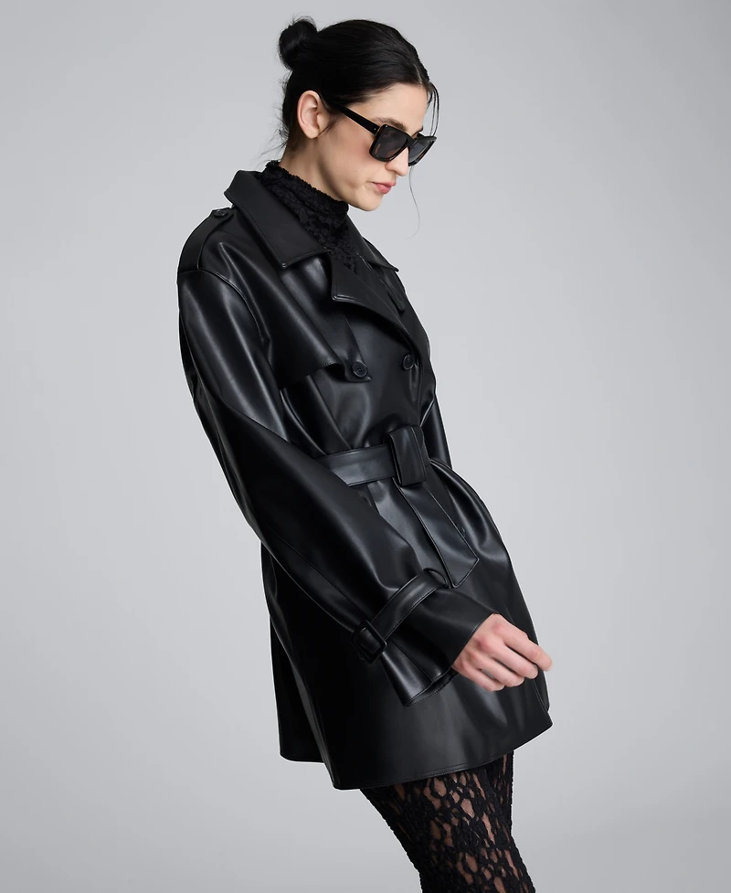 Kenneth Cole Women's Leather Trench Notch Jacket