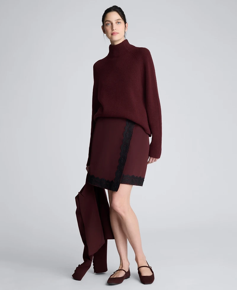 Kenneth Cole Women's Lace Trim Asymmetric Wrap Skirt