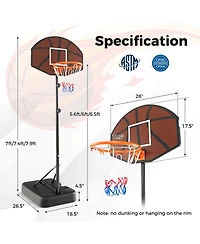 Basketball Hoop 5.6-6.5 Ft Height Adjustable for Kids with Shatterproof Backboard