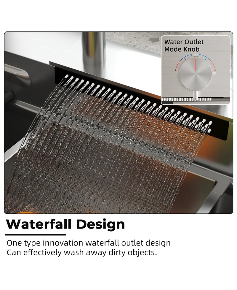 33.2-Inch Drop-in Single Bowl 304 Stainless Steel Kitchen Sink Set