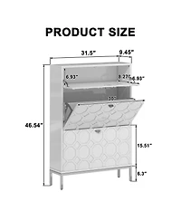 Clihome Shoe Storage Cabinet,Modern Cabinet with 3 Flip Drawers,Freestanding Hidden Slim Narrow Rack for Entryway,Hallway,Bl