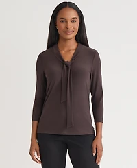 Kasper Women's Tie-Neck 3/4-Sleeve Top
