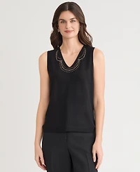 Kasper Women's Studded V-Neck Sleeveless Top