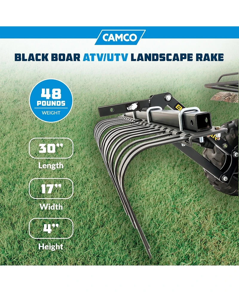 Camco Black Boar Atv/Utv Implement Custom Outside Vehicle Landscape Rake Tool
