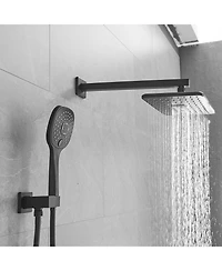 Greenspring Single-Handle 2-Spray of Rain Shower Head System Faucet and Handheld Kit Matte Black (Valve Included)