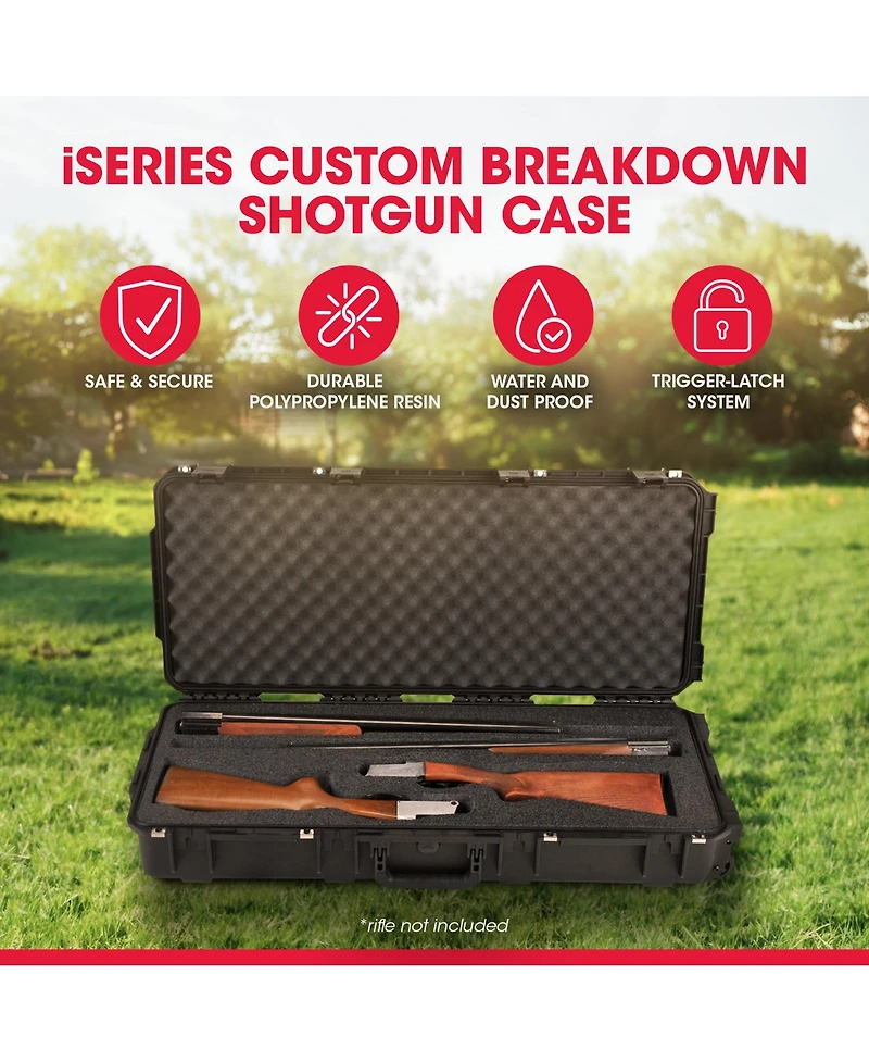 Skb Cases iSeries 3614 Hard Exterior Double Custom Breakdown Shotgun Case, Black