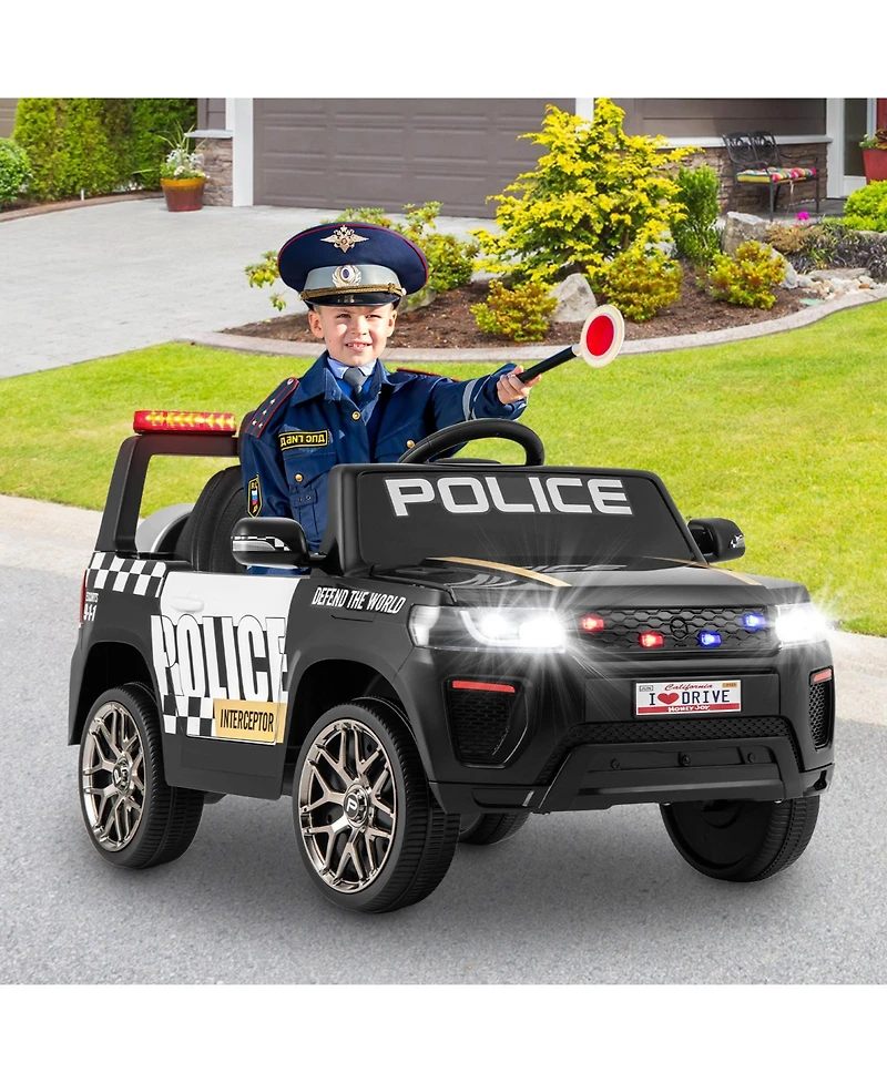 Kids Ride on Police Car 12V 7A Battery Powered Cop Car with Remote Control