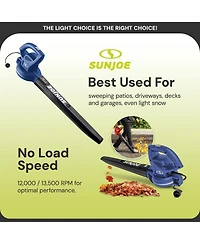 Sun Joe Electric All Purpose Leaf Blower, 6 Amp Motor, 155MPH Speed, SBJ597E-sjb