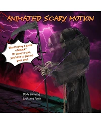 Yescom 6Ft Halloween Grim Reaper Life Size Animated Skull Motion Activated Ac 100V-240V 2025 Party Decor