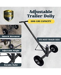 Tow Tuff Tmd-600AFF Adjustable Solid Steel 600 Pound Capacity Trailer Dolly