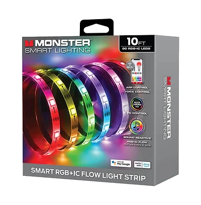 Monster 10 Ft. Sound Reactive Color Flow Indoor Led Light Strip with Razer Chroma Smart Sync