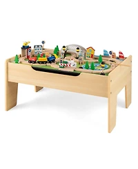 Costway Boys All-in-One Activity Table with Reversible Blackboard & Map Tabletop