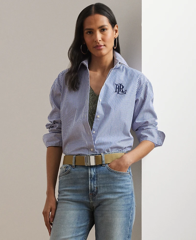 Lauren Ralph Petite Relaxed Fit Stretch Cotton Shirt