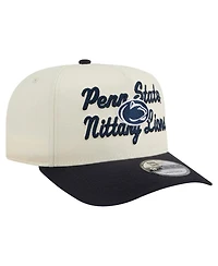 New Era Men's Cream/Navy Penn State Nittany Lions Vintage Chainstitch 9FIFTY A-Frame Snapback Hat