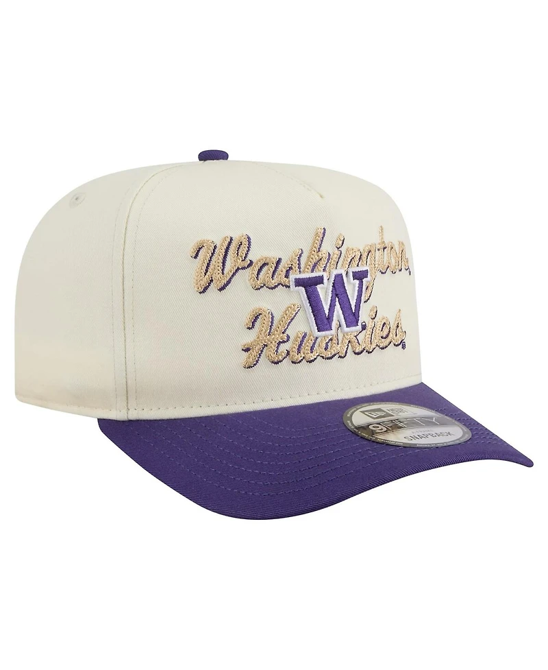 New Era Men's Cream/Purple Washington Huskies Vintage Chainstitch 9FIFTY A-Frame Snapback Hat