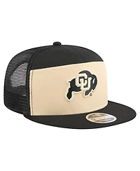 New Era Men's Black/Gold Colorado Buffaloes Outdoor Wide Panel 9FIFTY Snapback Trucker Hat