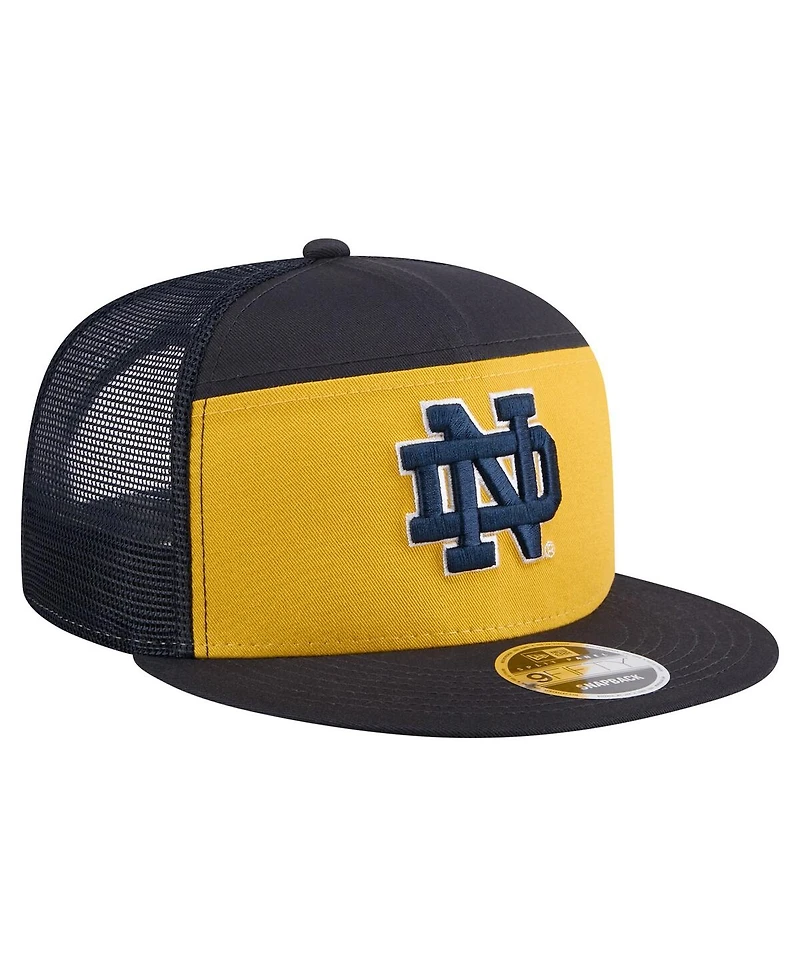 New Era Men's Black/Gold Notre Dame Fighting Irish Outdoor Wide Panel 9FIFTY Snapback Trucker Hat