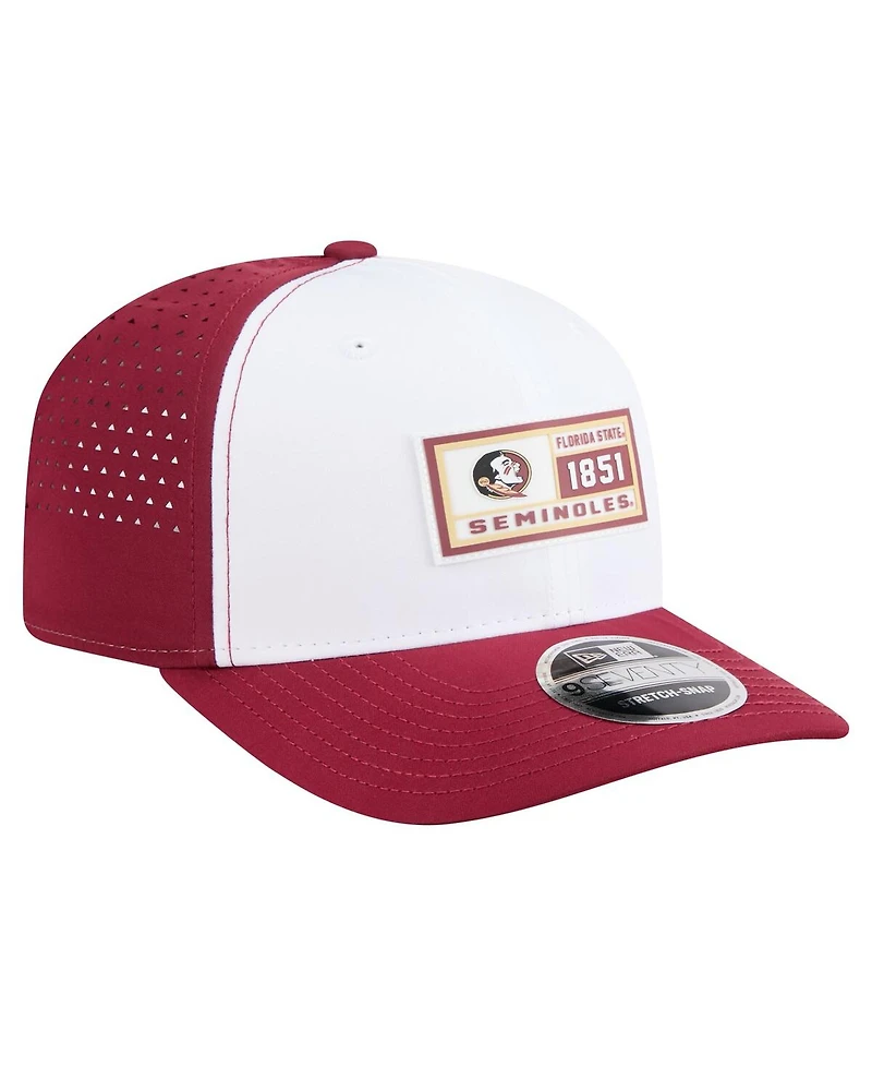 New Era Men's White/Garnet Florida State Seminoles Perforated Patched 9SEVENTY Adjustable Hat