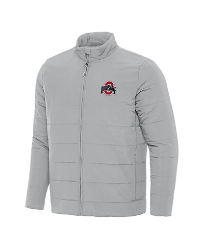 Antigua Men's Gray Ohio State Buckeyes Swelter Full-Zip Puffer Jacket