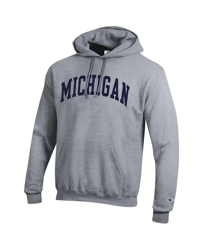 Champion Men's Heather Gray Michigan Wolverines Basic Arch Fleece Pullover Hoodie