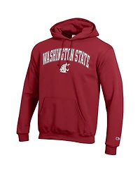 Champion Men's Crimson Washington State Cougars Arched Logo Fleece Pullover Hoodie