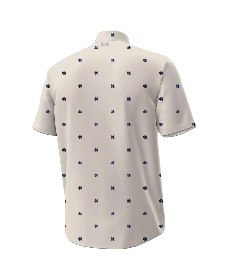 Under Armour Men's Tan Notre Dame Fighting Irish Gameday Armourfuse Camp Button-Up Shirt