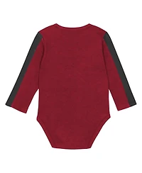 Outerstuff Baby Boys and Girls 3-Piece Garnet/Black South Carolina Gamecocks Double Down Bodysuit Pants Set