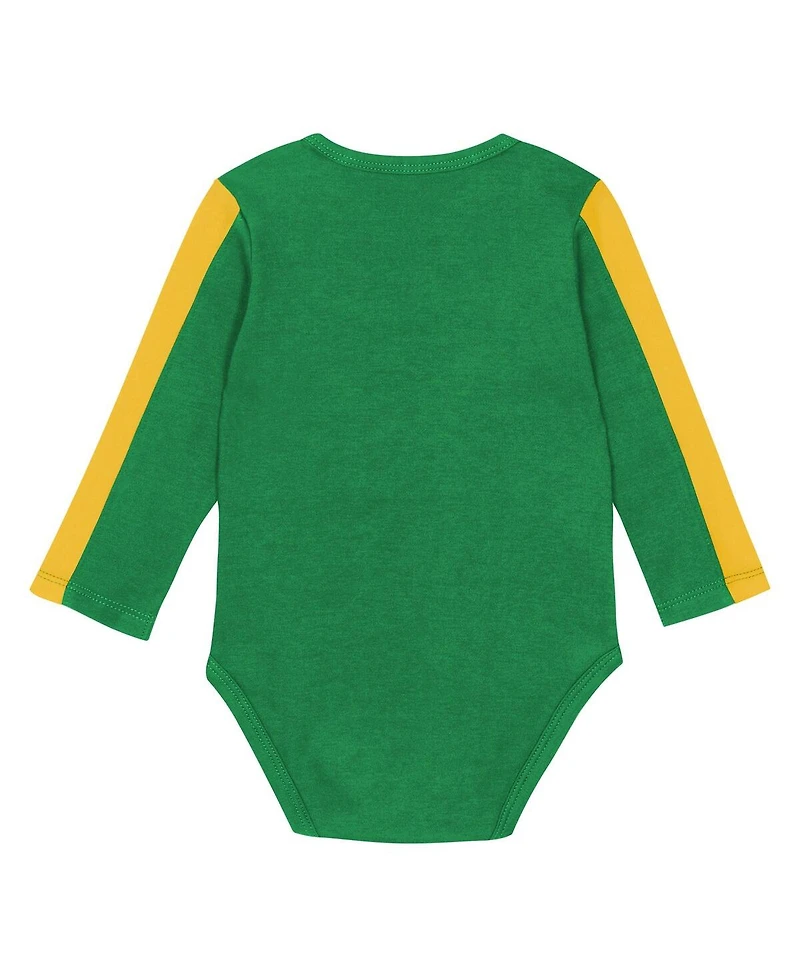 Outerstuff Baby Boys and Girls 3-Piece Green/Yellow Oregon Ducks Double Down Bodysuit Pants Set