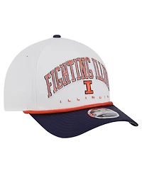 New Era Men's White/Navy Illinois Fighting Illini Arch Two-Tone Rope 9FORTY A-Frame M-Crown Adjustable Hat