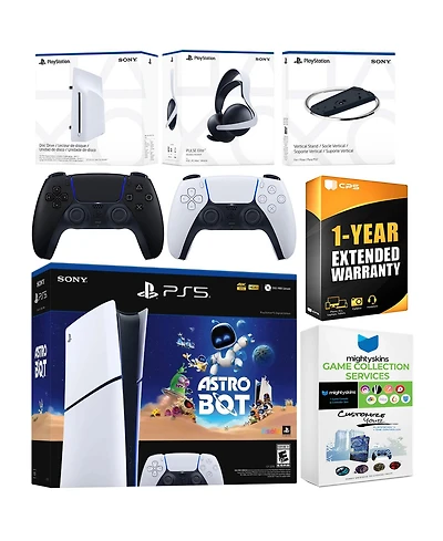 Sony PlayStation 5 Astro Bot Slim Digital Bundle with Disc Drive, Pulse Elite Headset, Extra Controller, Vertical Stand