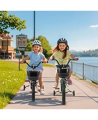 18" Kid s Bike with Training Wheels Adjustable Handlebar & Seat Handbrake